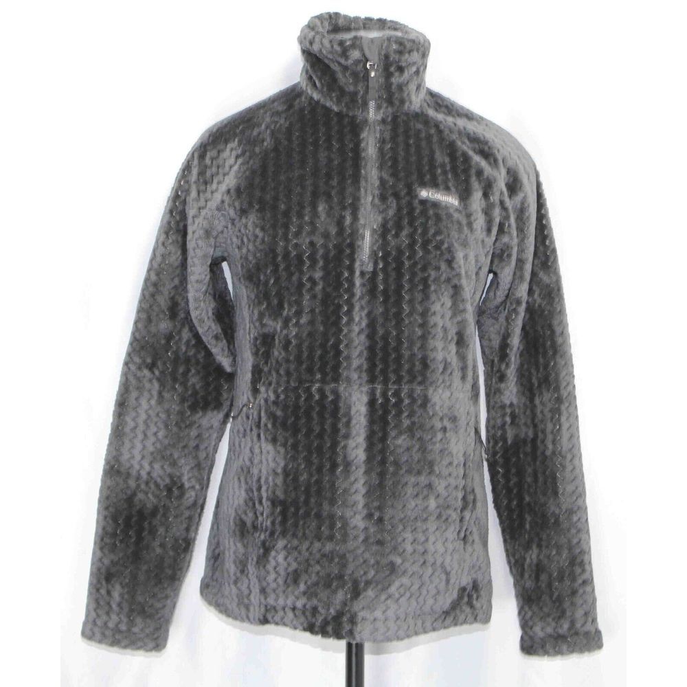 Columbia Fire Side Gray Soft Fleece Full Zip Jacket XL1730 Womens Size XS